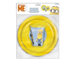 Minions Set 1x3 food, composto da piatto, piatto fondo e bicchiere