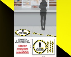 Kit segnaletica adesiva di sicurezza in Pet calpestabile di facile applicazione, pretagliata - 1pz