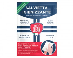 Pretty Clean Salviette Igienizzanti monouso in pura viscosa, 13x20cm, confezionata una ad una, conf. da 24pz