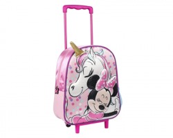 Disney Minnie e Unicorno Zaino bambina 3D premium con trolley, misure 25x31x10cm