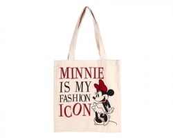 Disney Minnie Borsa in cotone 100%, con manici ricurvi, misure 37x40cm