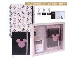 Disney Topolino set cancelleria con notebook A5+ bloc notes+ 3 clip per fogli+ 3 segnapagina