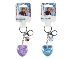 Disney Frozen II Portachiavi a cuore con glitter 3D, assortiti