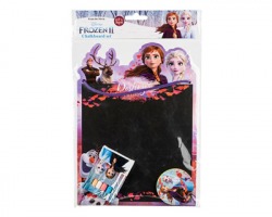 Disney Frozen Lavagna nera cancellabile con gessi colorati e spugnetta, misura 30 x 21cm