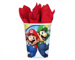 SuperMario Bicchieri in carta per festa di compleanno a tema, da 250ml, 8pz