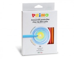 Primo 602PEN24 Pennarelli superlavabili con punta fine, in scatola di cartone da 24 colori