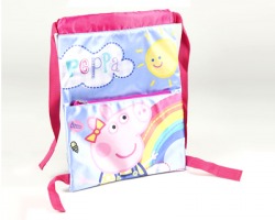 Peppa Pig Sacca/ Zaino bambina brillante, con tasca esterna a 1 zip, misure 27x33cm