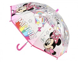 Disney Minnie Ombrello manuale per bambina, in pvc trasparente, diam. 66cm