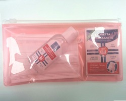 Kit Mascherina chirurgica bambino + 1 gel igienizzante da 50ml + 1 salvietta in bustina alcol al 70% in bustina pvc