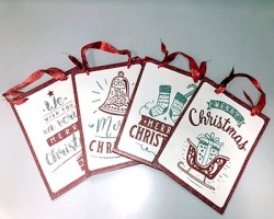 Sacchetto Regalo Natale "Babbo rosso con decorazioni glitter" 18cm x 24cm - 1pz