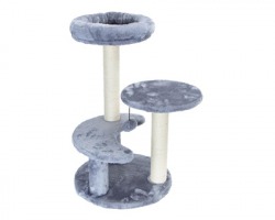 Nobleza Cat Tree misure 40x40x65cm in pelliccetta con corda gioco e morbida cuccia, colore grigio