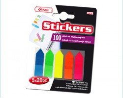 Sticker Segnapagina in blister da 100pz, in 5 colori per 20pz cad.