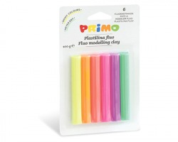 Primo 2651BPF6 Plastilina in panetti da 17g, blister da 6pz in colori fluo brillanti assortiti