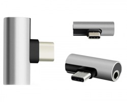 Adattatore USB Type-C a Minijack 3.5mm, colore nero e silver