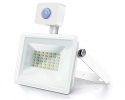 Aigostar 10RBL Lampada Led 30W 4000K da esterno con sensore di movimento a infrarossi, alloggiamento in alluminio bianco