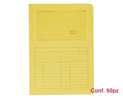 Blasetti 570 Sintex cartelline a L giallo in cartoncino, con finestra e stampa tabella all'esterno - conf. 50pz