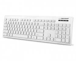 Esperanza EK130W Tastiera impermeabile USB qwerty, layout inglese, cavo da 1.5m, colore bianco