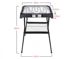 Aigostar Griglia elettrica con supporto per Barbecue, potenza 2000W, colore nero e silver