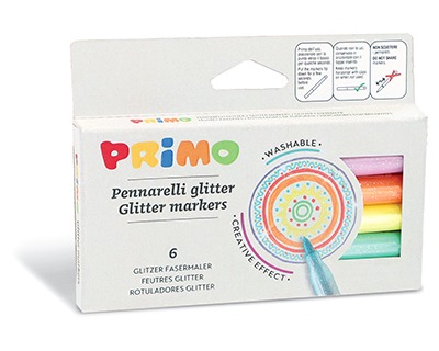 Primo 6014PEN6M Pennarelli glitter in scatola di cartone 6 colori - OFBA srl