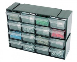 Cassettiera modulare porta minuterie a 16 scomparti, misura 22x15x7.5cm