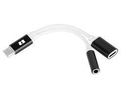 Adattatore Audio/ Carica USB Type-C a jack 3.5mm, colore nero e bianco