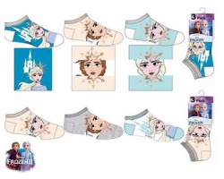 Disney Frozen Set di 3paia di calzini tipo fantasmino, taglia 27/ 30, fantasie assortite