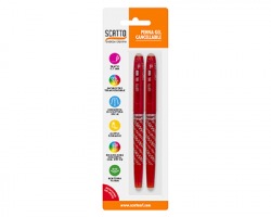 Scatto 598-02 Penna gel cancellabile 0.7mm colore rosso, in blister 1x2pz