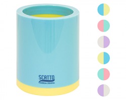 Scatto 298 Bicchiere portapenne 2 in 1, diametro 8cm, colori pastello assortiti