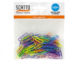 Scatto 145 Fermagli 28mm in blister 1x150pz, colori fluo assortiti