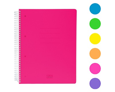 Scatto 974-1 Quaderno con spirale 70 fogli, 1 rigo, colori fluo assortiti -  OFBA srl