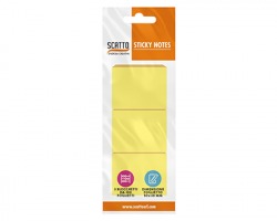 Scatto MT5038-G Sticky notes Foglietti riposizionabili 38 x 50mm, colore giallo pastello, 100 fogli - 3pz