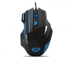 Esperanza EGM201B Mouse cablato per gaming, 7D USB ottico, colore nero e blu