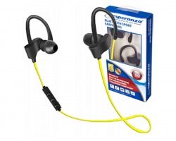 Esperanza EH188Y Bluetooth sport headset binaural in-ear, colore nero/ giallo