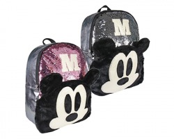 Disney Minnie Zaino scuola con paillettes reversibili rosa/ grigio, misure 31x40x12cm