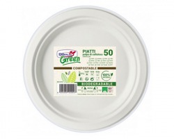 Piatti frutta in polpa di cellulosa, colore bianco - 50pz