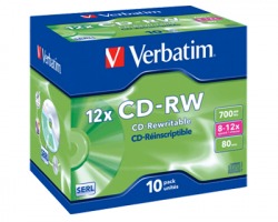 Verbatim 43148 CD-RW 700MB, 80 minuti, jewel case - conf. 10 pz