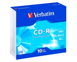 Verbatim 43415 CD-R 700Mb 80 minuti 52x, slim case - conf. 10 pz.