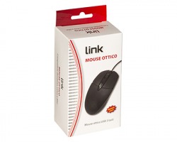 Link Mouse USB nero con sensore ottico e scroll 3 tasti, 1200dpi, design ergonomico