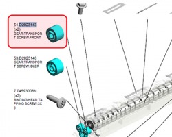 Ricoh D2023143 Front transport screw gear originale