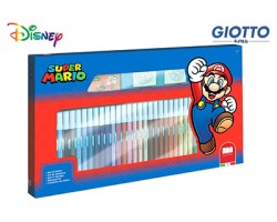 Super Mario Set valigetta con 36 pennarelli di marca Giotto, 2 timbrini e un tamponcino