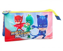 PJ Masks Astuccio piatto/ Bustina con 3 cerniere, misura 22x13cm