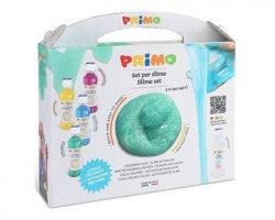 Primo 3311SLIMESET1 Valigetta in cartone, 4 bottiglie di colla colorata e 1 di attivatore per slime da 240ml