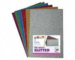 Deco 10401 Gomma Crepp adesiva e glitterata in colori assortiti, misura 20x30cm - conf da 10ff