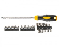 Topex 39D865 Set Cacciavite portainserti flessibile + bits e bussole