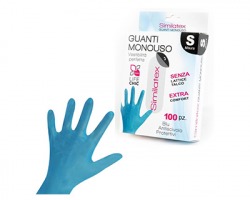 Guanti similatex colore blu satinato, misura S, confezione da 100pz