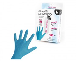 Guanti similatex colore blu satinato, misura L, confezione da 100pz