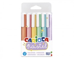 Carioca 43033 Pastel - Blister da 6 evidenziatori in colori pastello assortiti, tratto 5mm