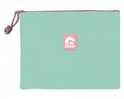 Baggy Astuccio piatto/ Bustina portatutto con 1 cerniera, misure 21x29cm, colore verde acqua - 1pz