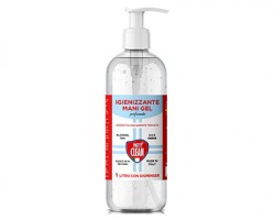 Igienizzante gel mani alcolico, agisce in 10 secondi, 70% alchol, in flacone con dispenser da 1l