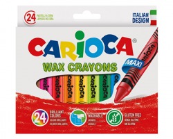 Carioca 42390 Wax Crayons Pastelli a cera formato maxi, in scatola da 24pz, colori assortiti